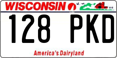 WI license plate 128PKD