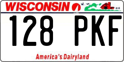 WI license plate 128PKF