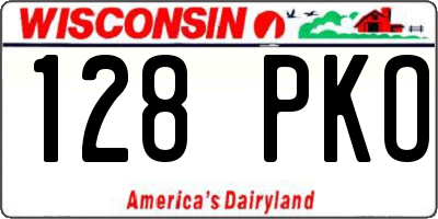 WI license plate 128PKO