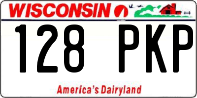 WI license plate 128PKP