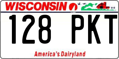 WI license plate 128PKT