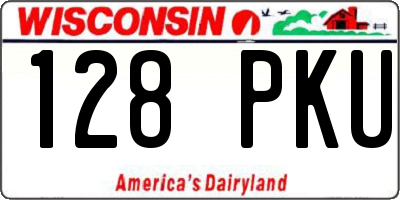 WI license plate 128PKU