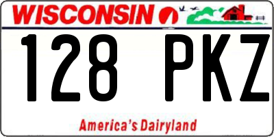WI license plate 128PKZ