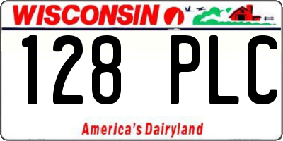 WI license plate 128PLC