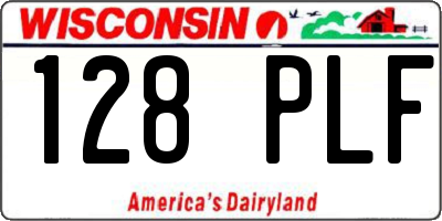 WI license plate 128PLF