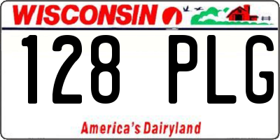 WI license plate 128PLG