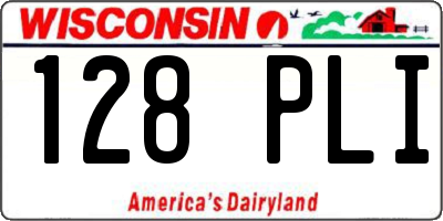 WI license plate 128PLI