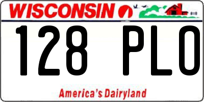 WI license plate 128PLO