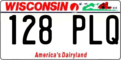 WI license plate 128PLQ