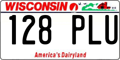 WI license plate 128PLU