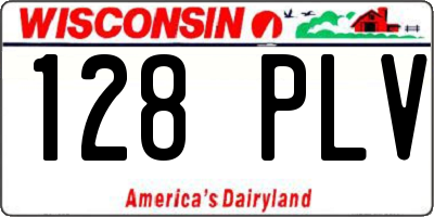 WI license plate 128PLV