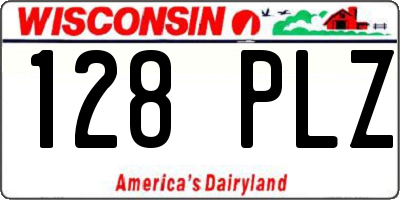 WI license plate 128PLZ