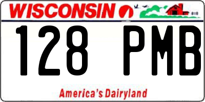 WI license plate 128PMB