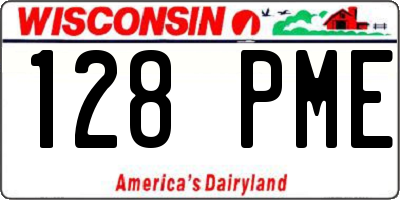 WI license plate 128PME
