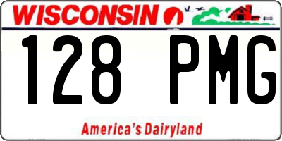WI license plate 128PMG