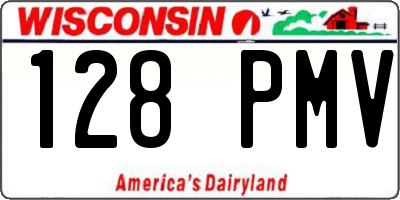 WI license plate 128PMV