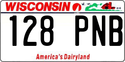 WI license plate 128PNB