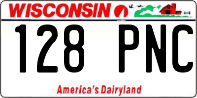 WI license plate 128PNC