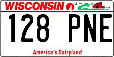 WI license plate 128PNE