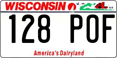 WI license plate 128POF