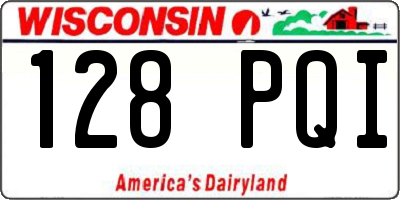 WI license plate 128PQI