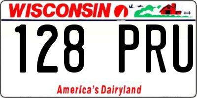WI license plate 128PRU