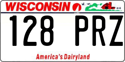 WI license plate 128PRZ