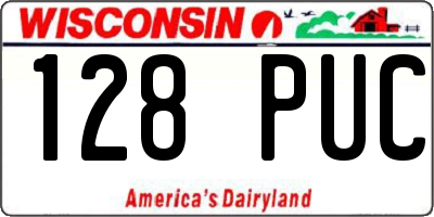 WI license plate 128PUC