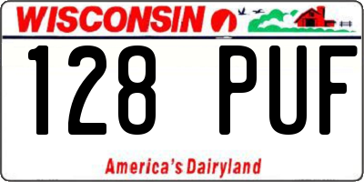 WI license plate 128PUF