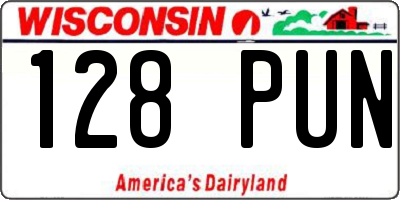 WI license plate 128PUN