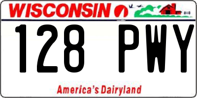 WI license plate 128PWY