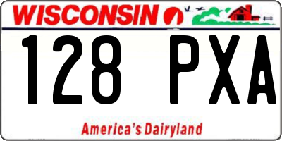 WI license plate 128PXA
