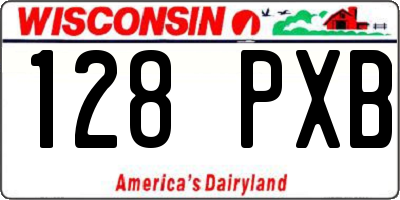 WI license plate 128PXB
