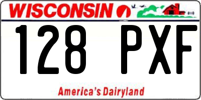 WI license plate 128PXF