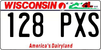 WI license plate 128PXS