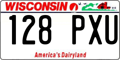 WI license plate 128PXU