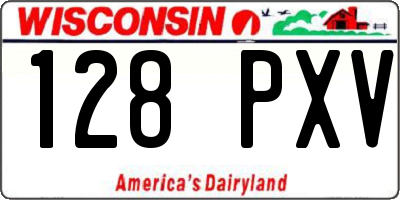 WI license plate 128PXV