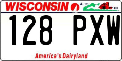 WI license plate 128PXW