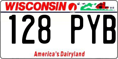 WI license plate 128PYB