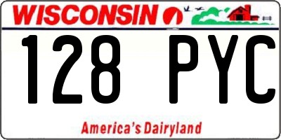 WI license plate 128PYC