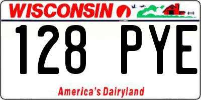 WI license plate 128PYE