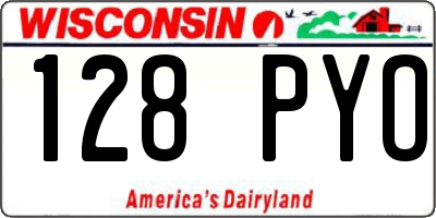 WI license plate 128PYO