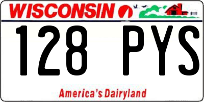WI license plate 128PYS
