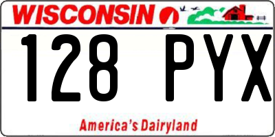 WI license plate 128PYX