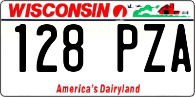 WI license plate 128PZA