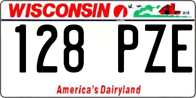 WI license plate 128PZE