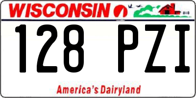 WI license plate 128PZI
