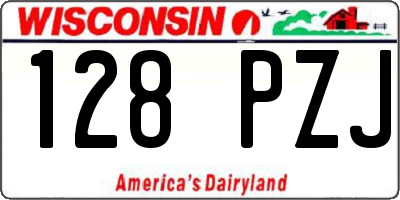 WI license plate 128PZJ