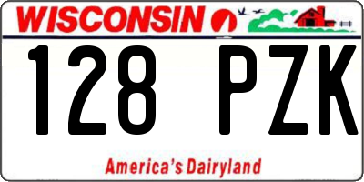 WI license plate 128PZK
