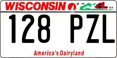 WI license plate 128PZL